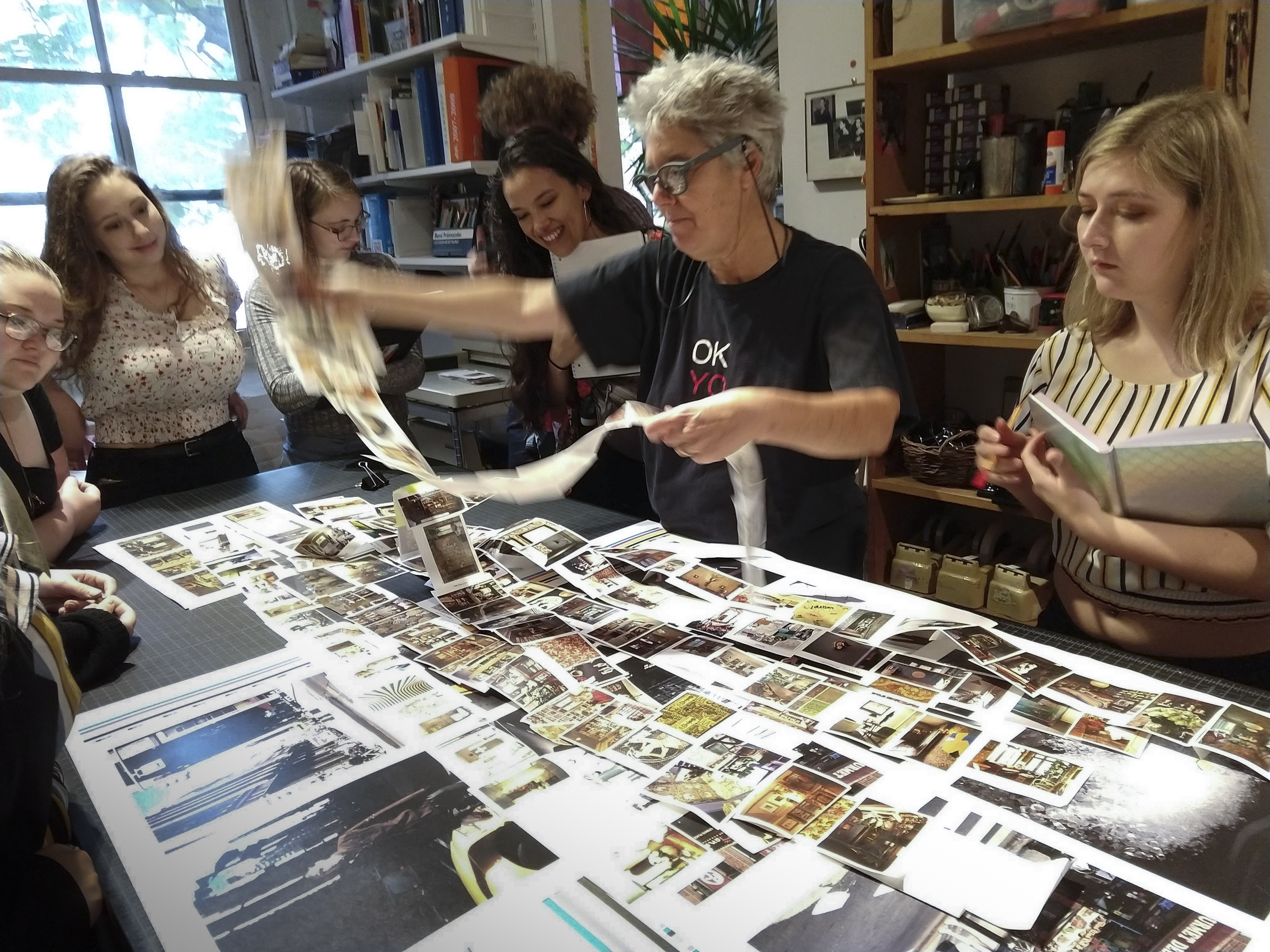 Book designer Yolanda Cuomo shows the students how she edits and sequences a book in her studio in Chelsea.