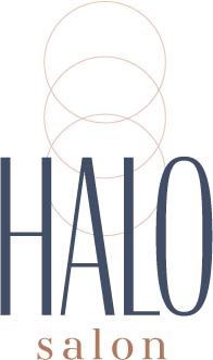 Logo with three circles over the words Halo Salon