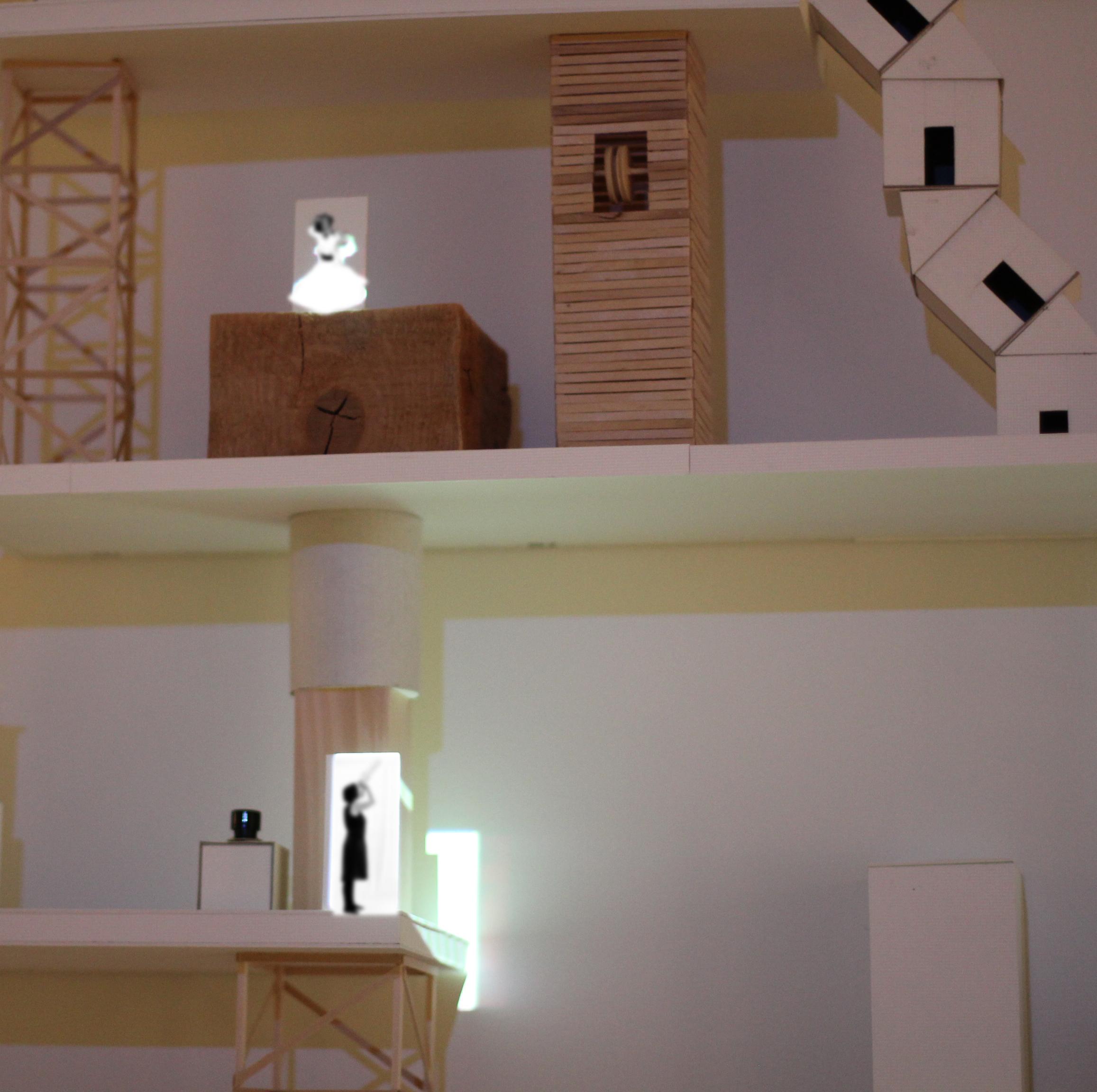 An exhibition view of an installation of different models.