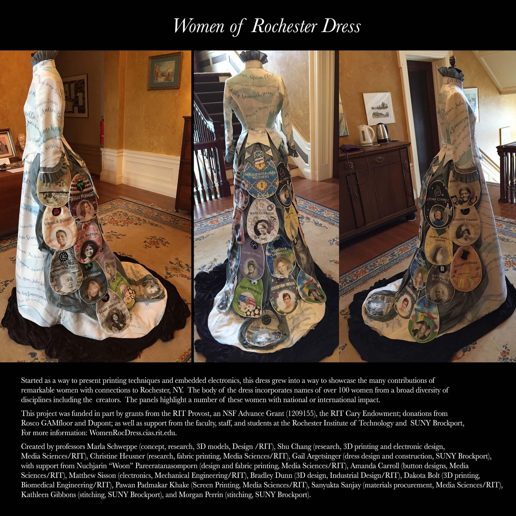 A graphic explaining the Women of Rochester Dress, which celebrates famous women who helped shape Rochester.