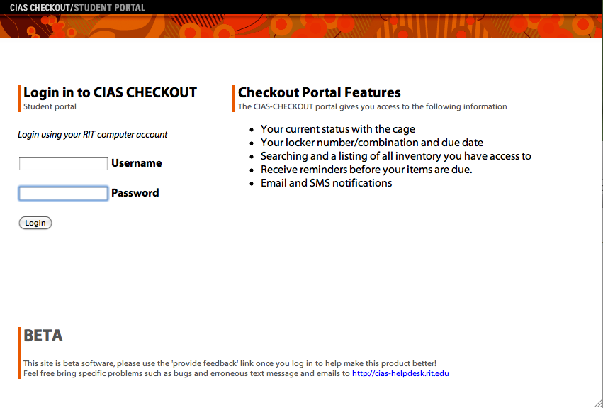A screenshot of the login page for the student portal