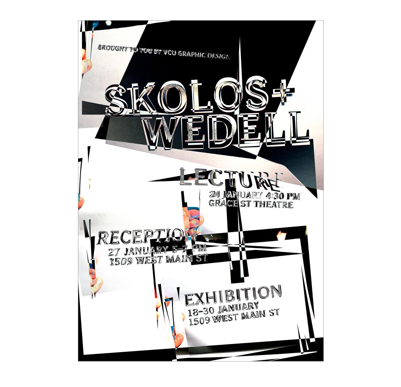 A poster advertising a lecture and exhibition by Skolos+Wedell.