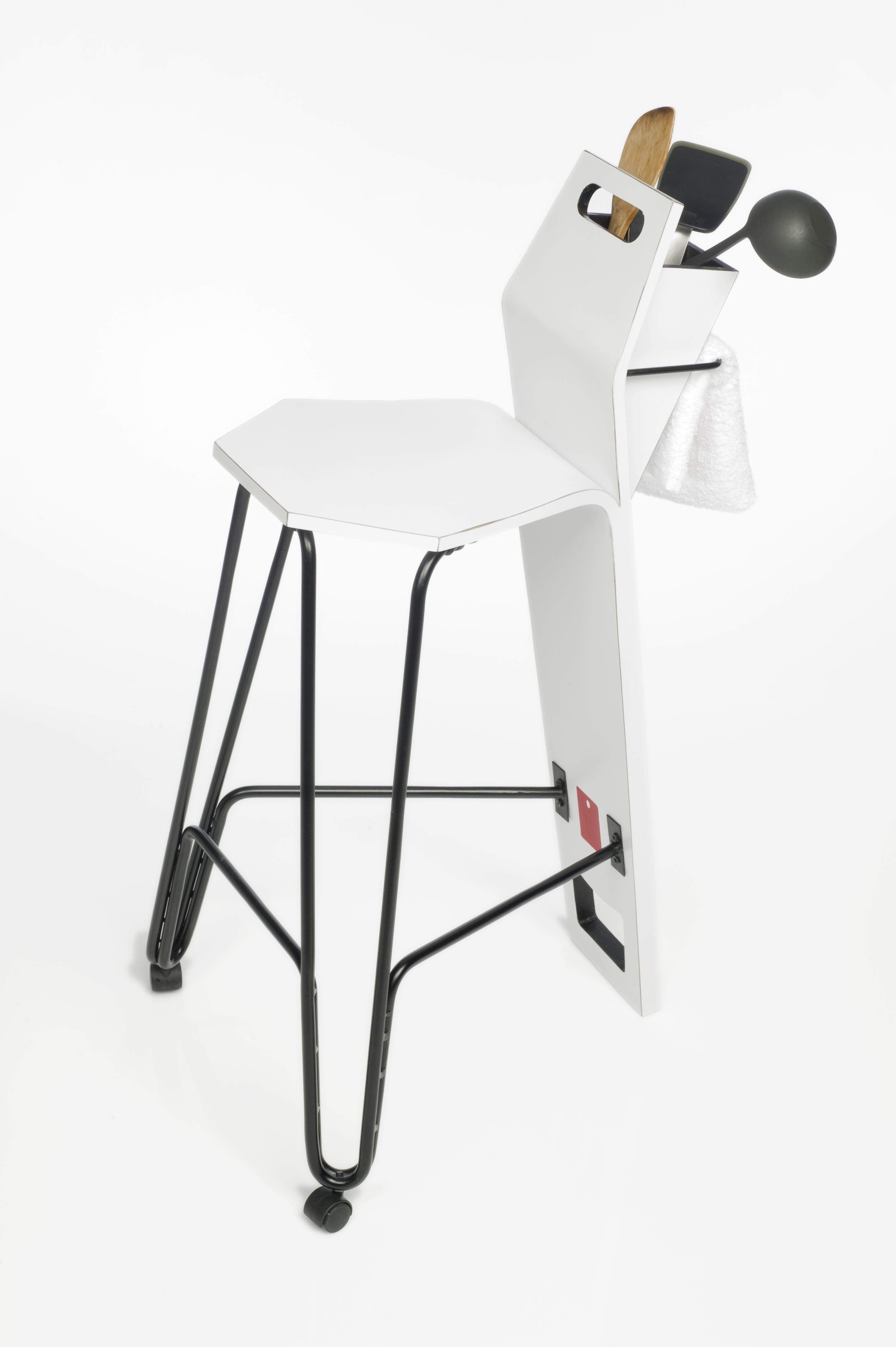 A chair with pockets to store tools.