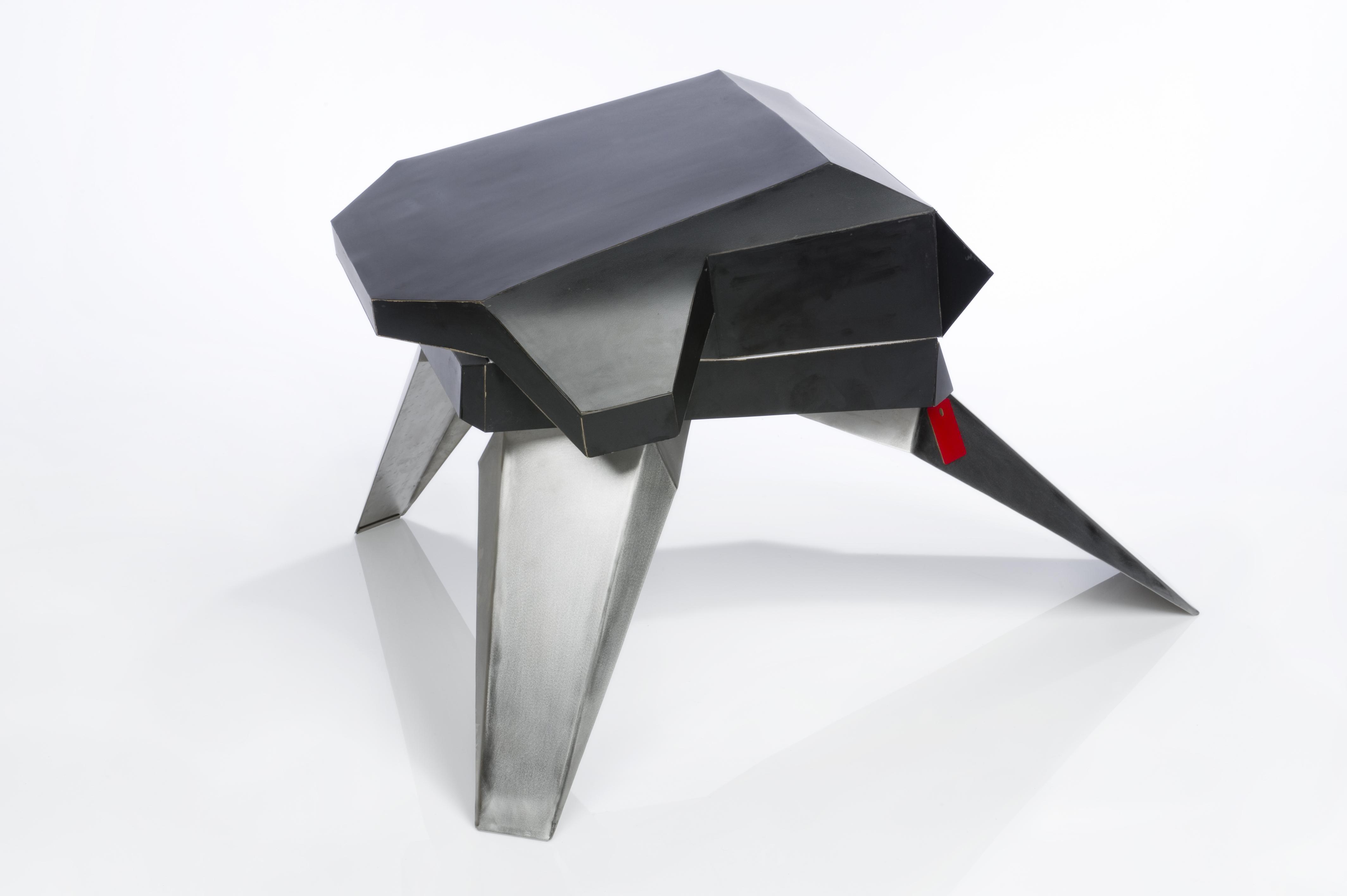 A foldable chair design.