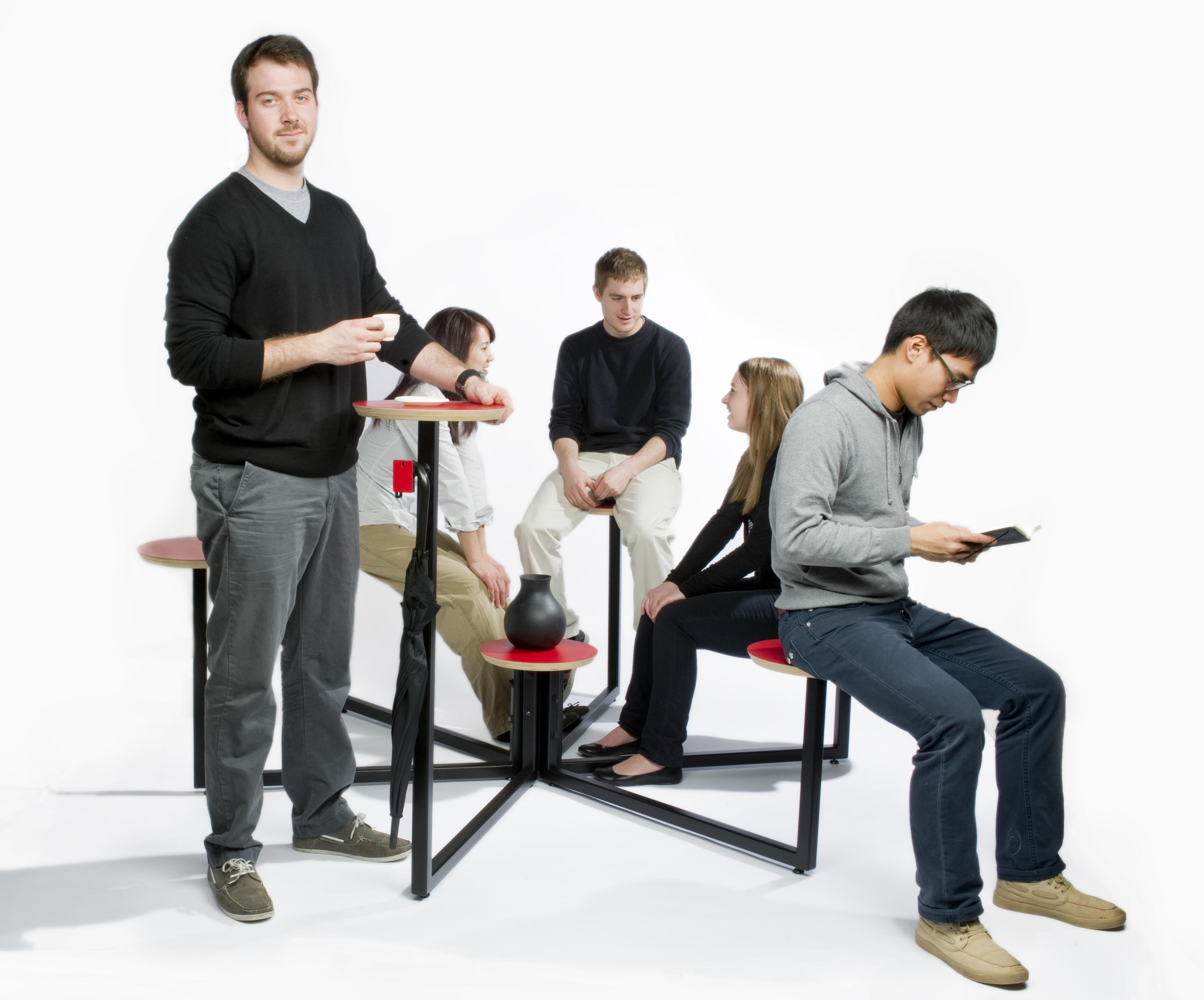 People use The Hub multi-person seating design.