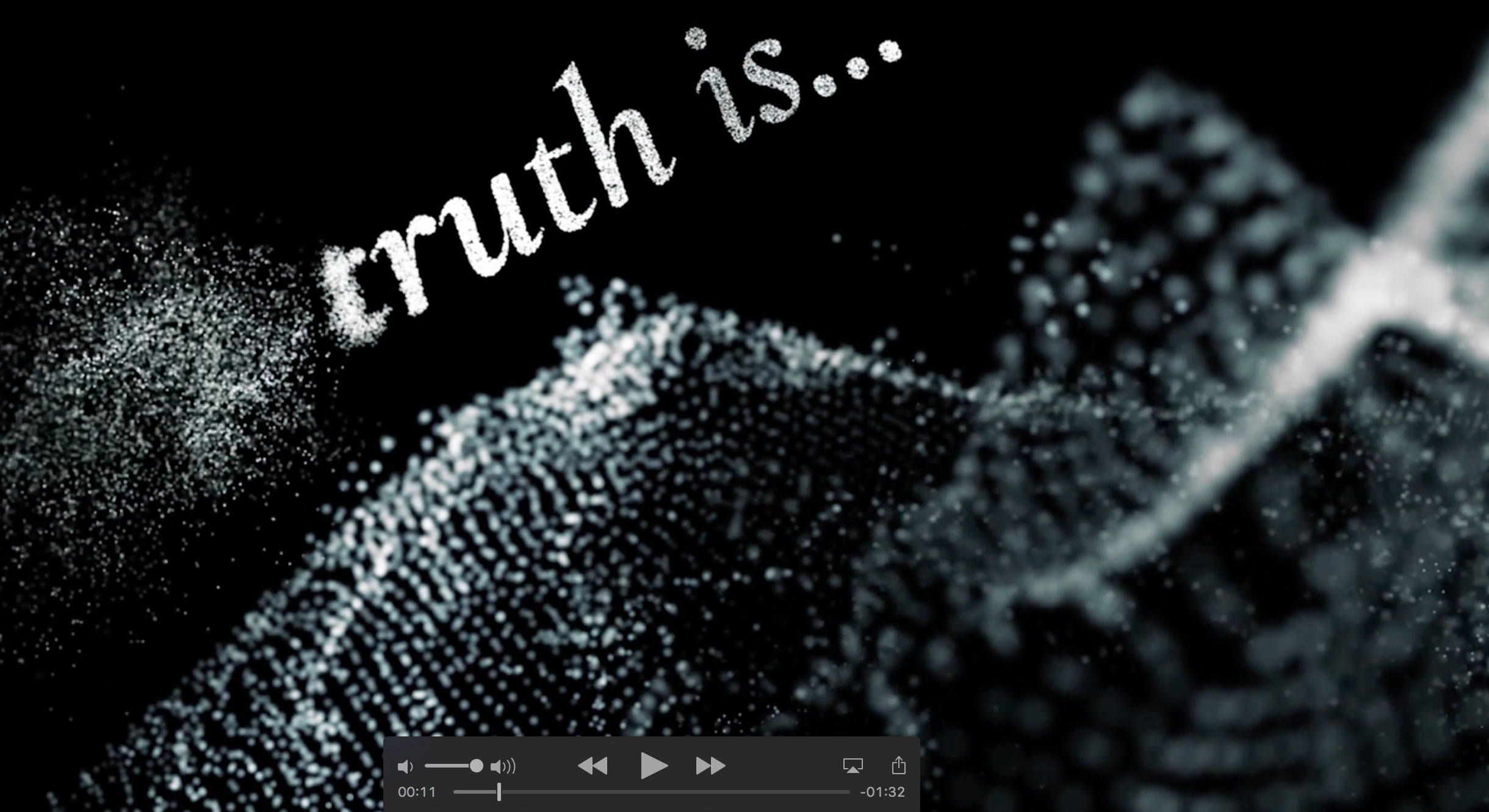 A video thumbnail with a dark background with the words truth is.