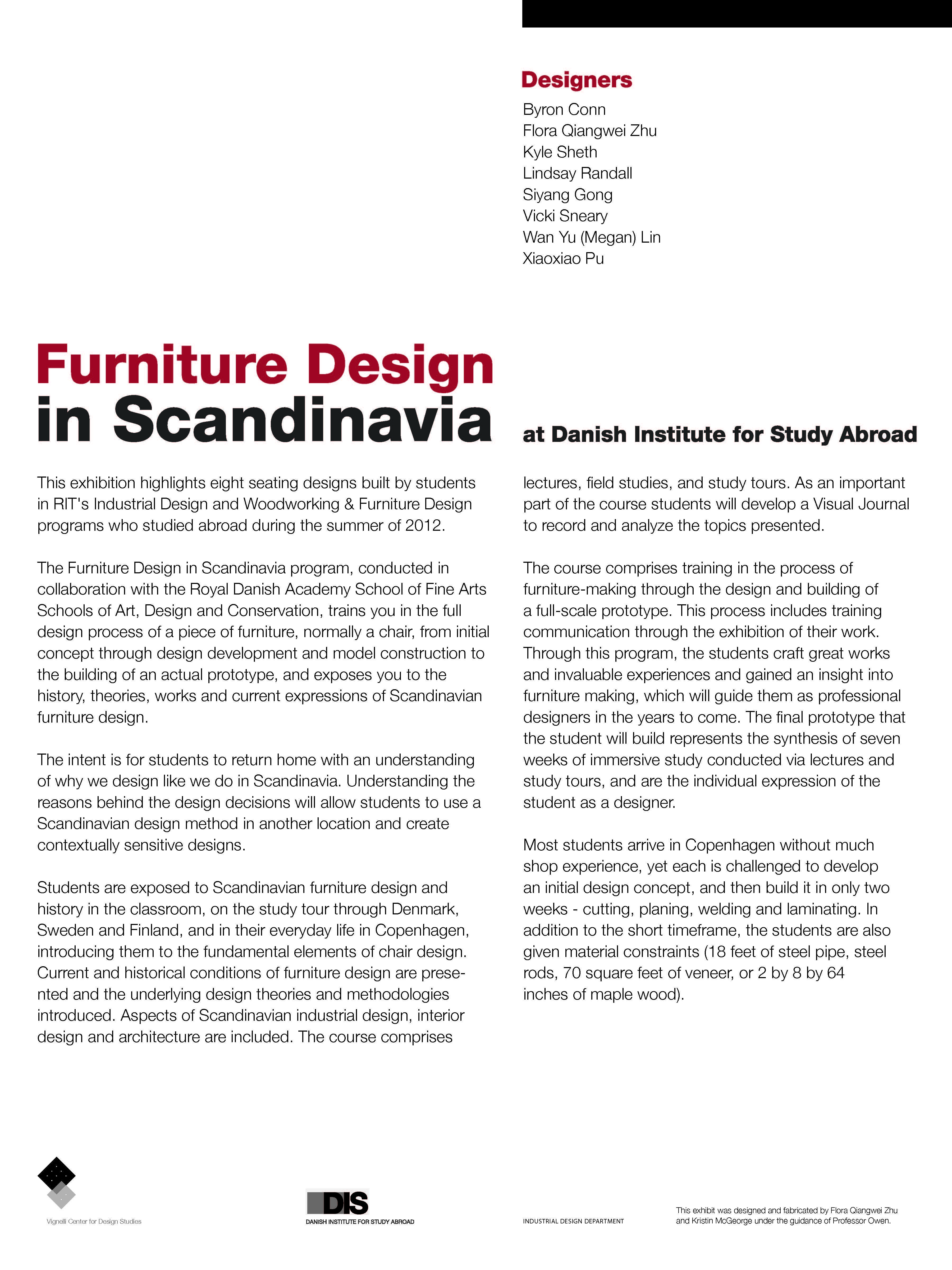 A document with a written story titled Furniture Design in Scandinavia.