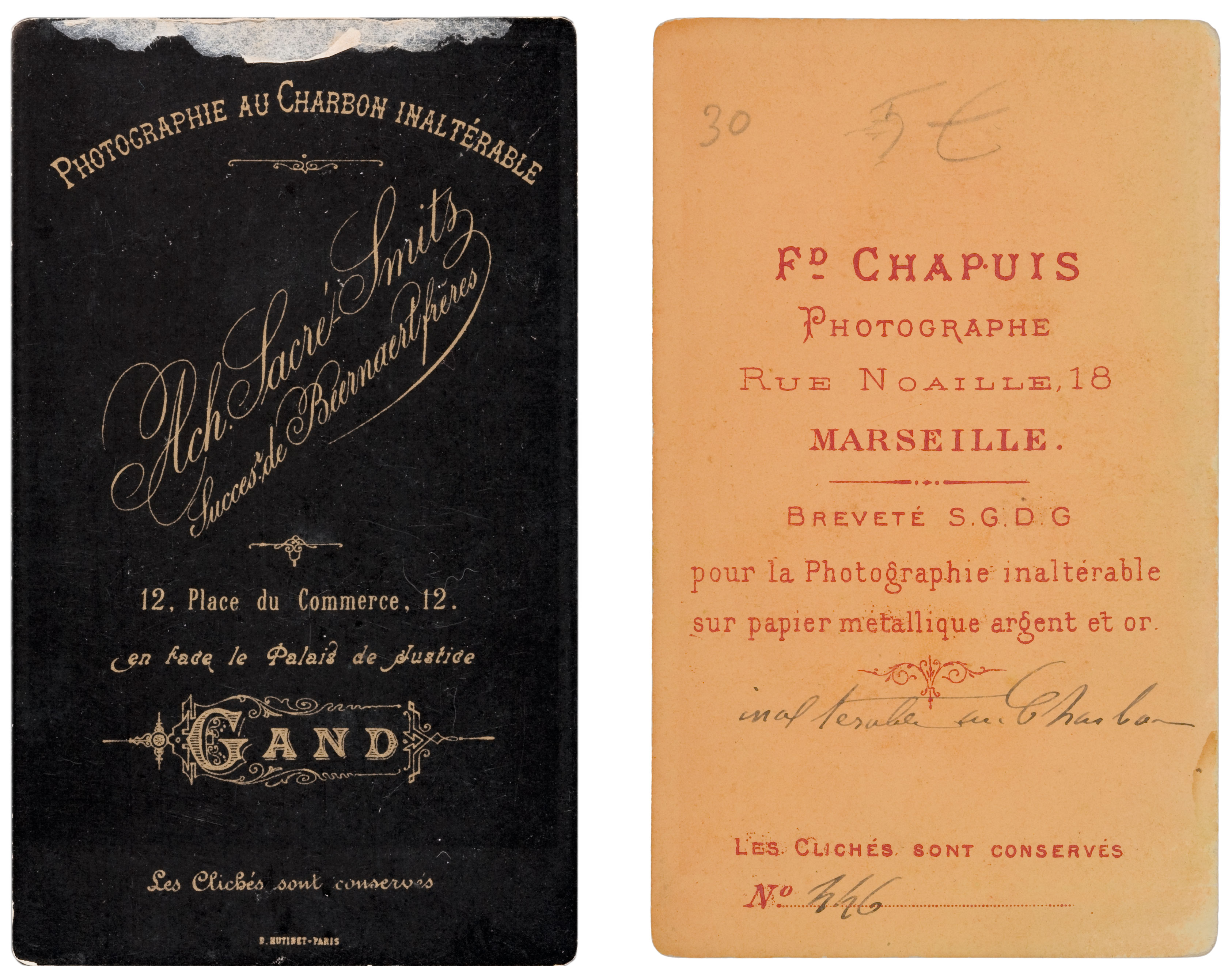 Studio information printed on the back of carte-de-visites