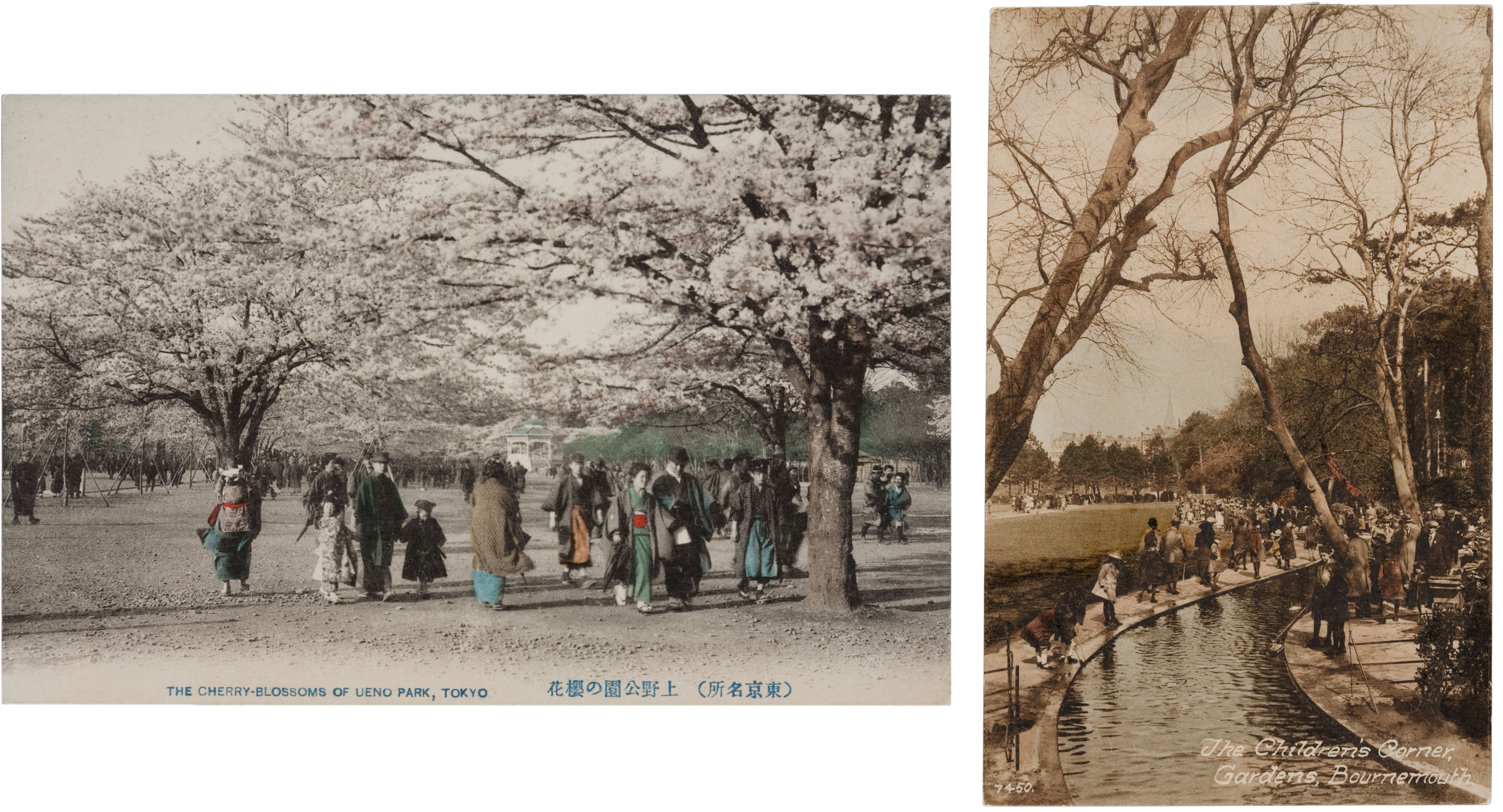 Postcards featuring hand-applied color.