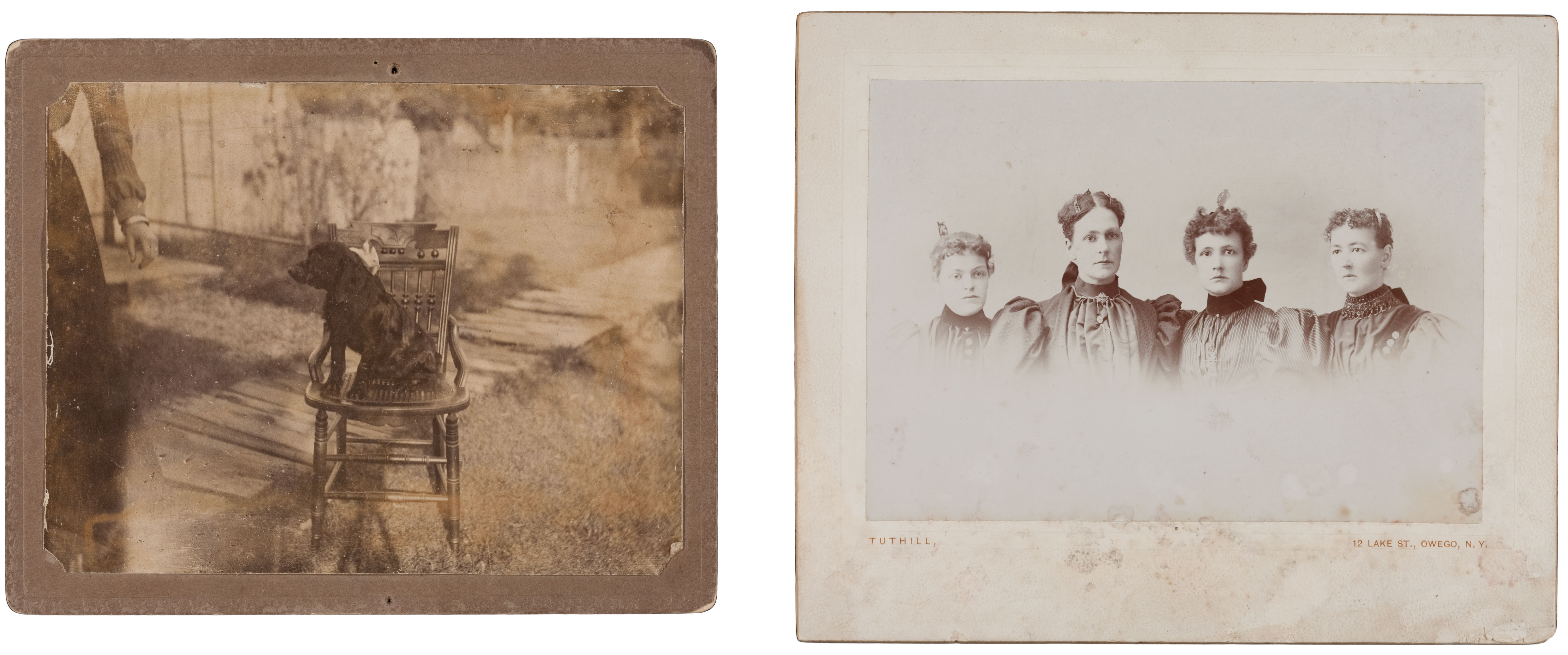 Collodion images are susceptible to oxidation. These images have faded likely due to poor quality mounts, housings, or processing. 